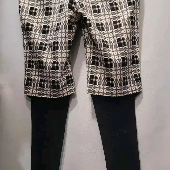[BUNJANG] Layered Check Pattern Leggings - Size 30 / 체크 패턴 레이어드 레깅스30사이즈