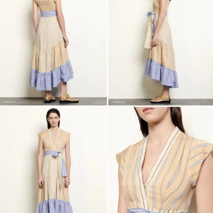 [BUNJANG] Sandro Striped Long Dress / 산드로 스트라이프 롱 원피스