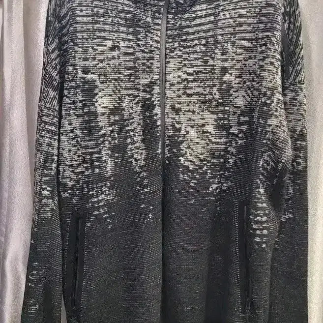[BUNJANG] Adidas Patterned Hooded Zip-up Jacket (Black, Size 105) / 아디다스 패턴 후드 집업 자켓 블랙 105사이즈