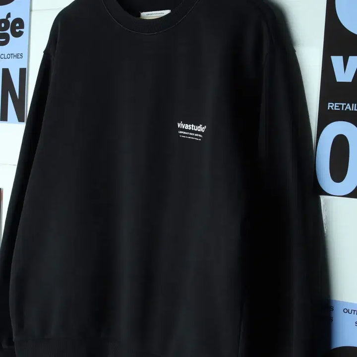 [BUNJANG] VIVASTUDIO Sweatshirt Black / (M-L) 비바스튜디오 맨투맨 티셔츠 블랙 아메카지-1783E