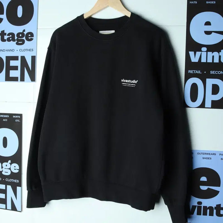 [BUNJANG] VIVASTUDIO Sweatshirt Black / (M-L) 비바스튜디오 맨투맨 티셔츠 블랙 아메카지-1783E
