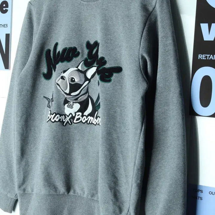 [BUNJANG] W(M) MLB New York Yankees Bulldog Embroidered Sweatshirt / W(M) MLB 엠엘비 맨투맨 티셔츠 뉴욕양키즈 불독 자수-17846