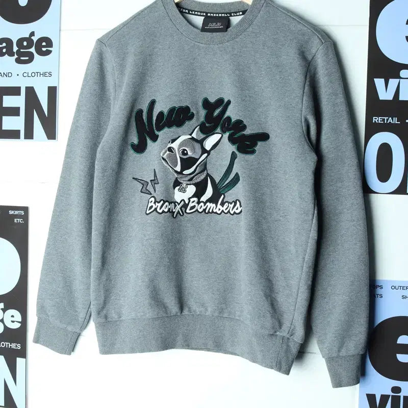 [BUNJANG] W(M) MLB New York Yankees Bulldog Embroidered Sweatshirt / W(M) MLB 엠엘비 맨투맨 티셔츠 뉴욕양키즈 불독 자수-17846