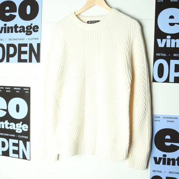 [BUNJANG] Hangten Cable Knit Sweater / (L) 행텐 니트 아이보리 케이블 꽈배기-17849