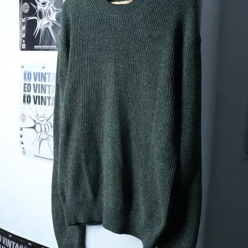 [BUNJANG] KIMUUE Knit Green Solid Sweater / (M-L) 키뮤어 니트 그린 무지 놈코어-1784E
