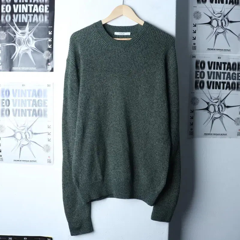[BUNJANG] KIMUUE Knit Green Solid Sweater / (M-L) 키뮤어 니트 그린 무지 놈코어-1784E