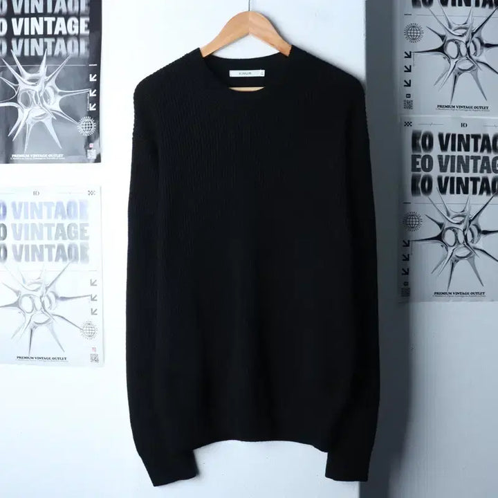 [BUNJANG] KIMUR Knit Black Solid Sweater / (M-L) 키뮤어 니트 블랙 무지 놈코어-1784F