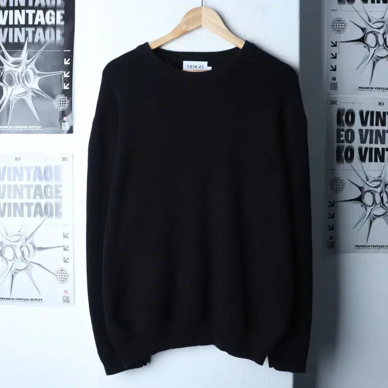 [BUNJANG] Mergo Knit Black Basic Sweater / (L-2XL) 메르고 니트 블랙 무지 놈코어-17850