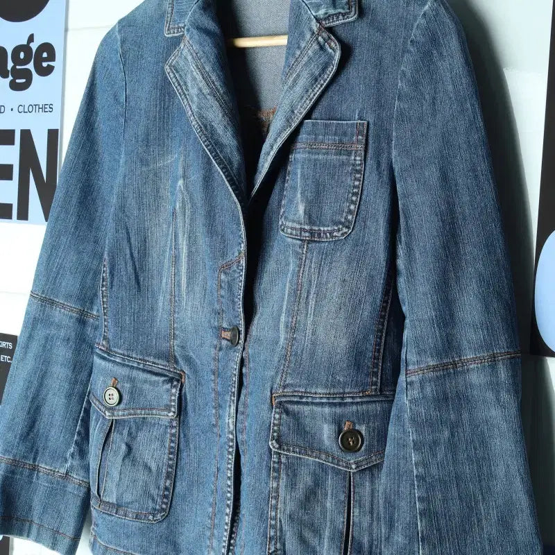 [BUNJANG] ZIO SONGZIO Denim Windbreaker Jacket / W(S-M) 지오송지오 집업 바람막이 점퍼자켓 데님 청-17810