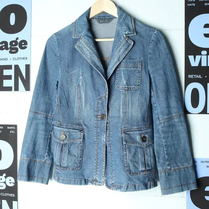 [BUNJANG] ZIO SONGZIO Denim Windbreaker Jacket / W(S-M) 지오송지오 집업 바람막이 점퍼자켓 데님 청-17810