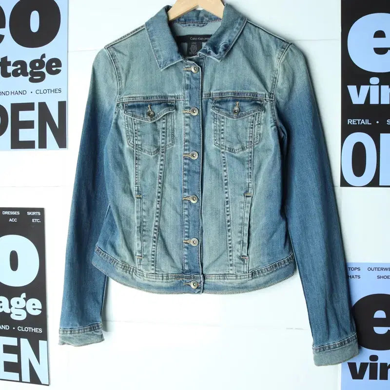[BUNJANG] Calvin Klein Denim Windbreaker Jacket / W(S-M) 캘빈클라인 집업 바람막이 점퍼자켓 데님 청-17816