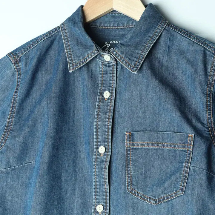 [BUNJANG] Spao Denim Shirt / W(L-XL) 스파오 셔츠 남방 데님 청 무지 솔리드 아메카지-17817