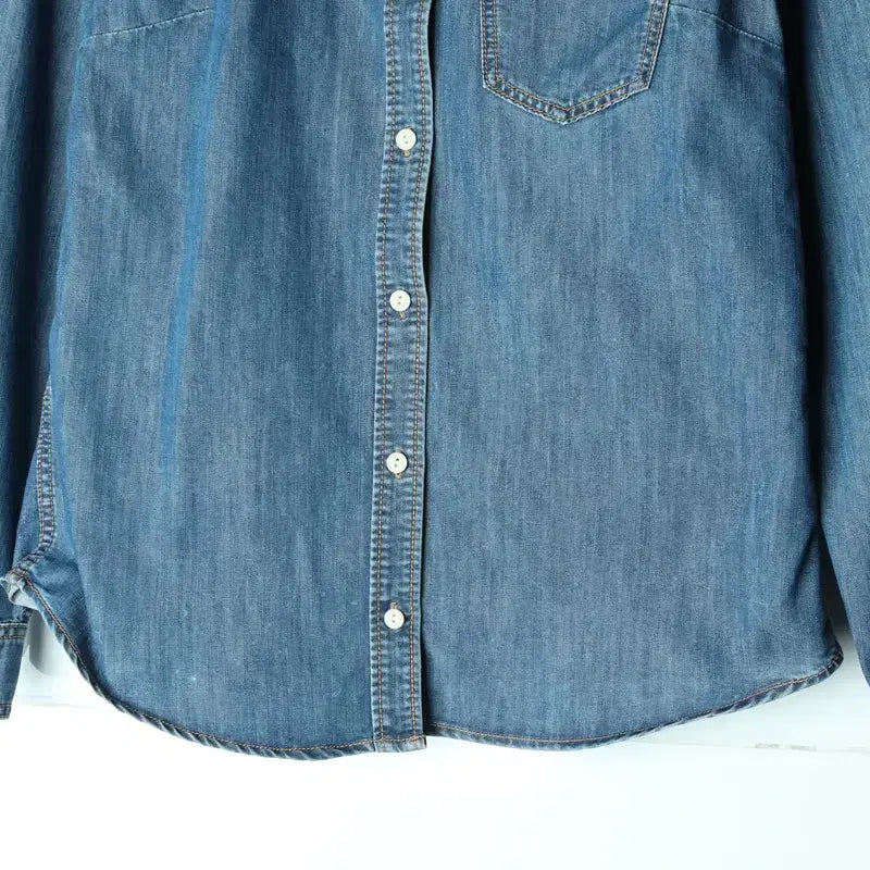 [BUNJANG] Spao Denim Shirt / W(L-XL) 스파오 셔츠 남방 데님 청 무지 솔리드 아메카지-17817