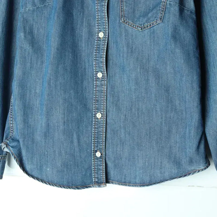 [BUNJANG] Spao Denim Shirt / W(L-XL) 스파오 셔츠 남방 데님 청 무지 솔리드 아메카지-17817