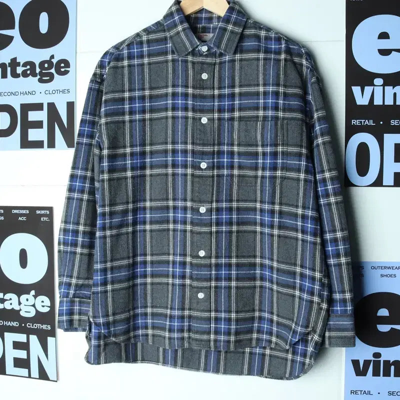 [BUNJANG] 8 Seconds Flannel Western Check Shirt / (S-M) 에잇세컨즈 셔츠 남방 플란넬 웨스턴체크 아메카지-1781C