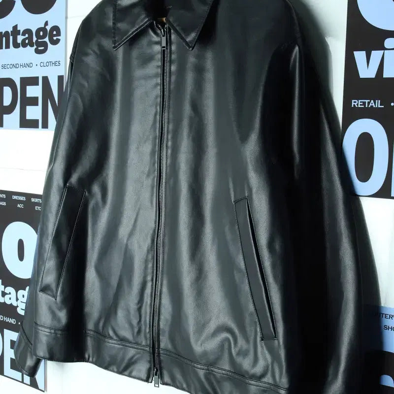 [BUNJANG] Spao Windbreaker Jacket / (XL-2XL) 스파오 집업 바람막이 점퍼자켓 합성가죽 블랙-1781F