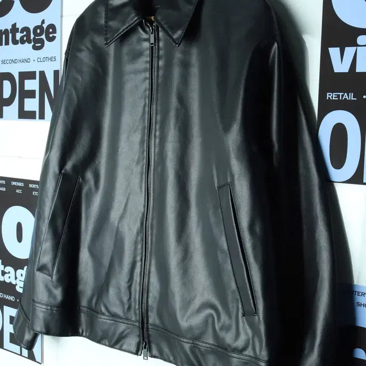 [BUNJANG] Spao Windbreaker Jacket / (XL-2XL) 스파오 집업 바람막이 점퍼자켓 합성가죽 블랙-1781F