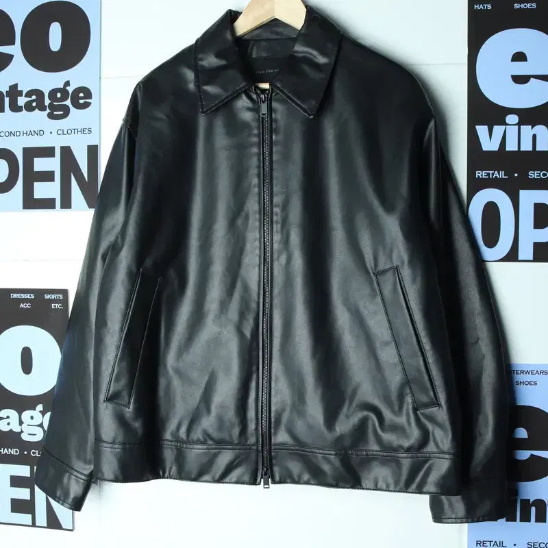 [BUNJANG] Spao Windbreaker Jacket / (XL-2XL) 스파오 집업 바람막이 점퍼자켓 합성가죽 블랙-1781F