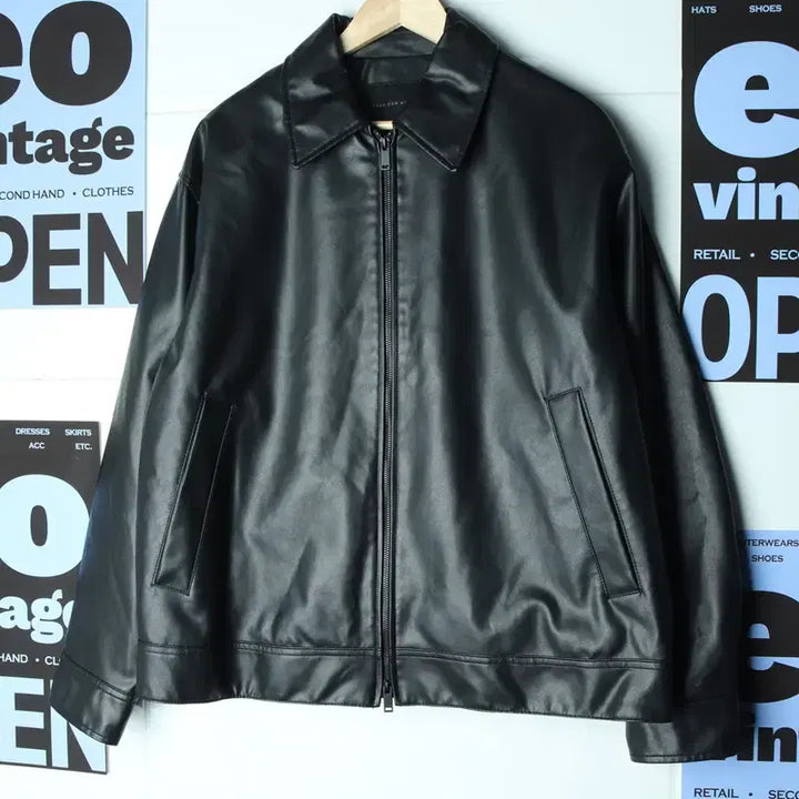 [BUNJANG] Spao Windbreaker Jacket / (XL-2XL) 스파오 집업 바람막이 점퍼자켓 합성가죽 블랙-1781F
