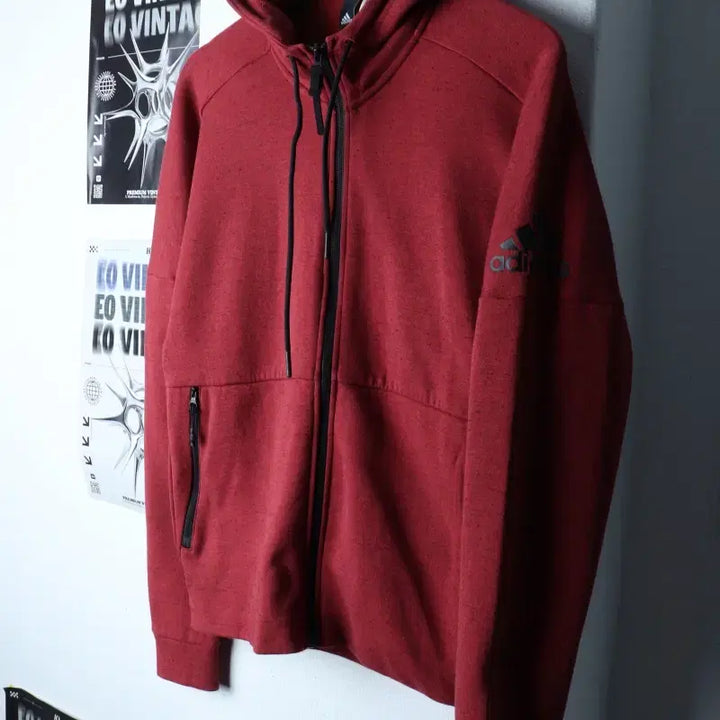 [BUNJANG] Adidas Functional Hoodie Burgundy Old School / (L) 아디다스 후드집업 기능성 버건디 올드스쿨-178A6