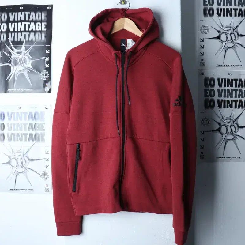 [BUNJANG] Adidas Functional Hoodie Burgundy Old School / (L) 아디다스 후드집업 기능성 버건디 올드스쿨-178A6