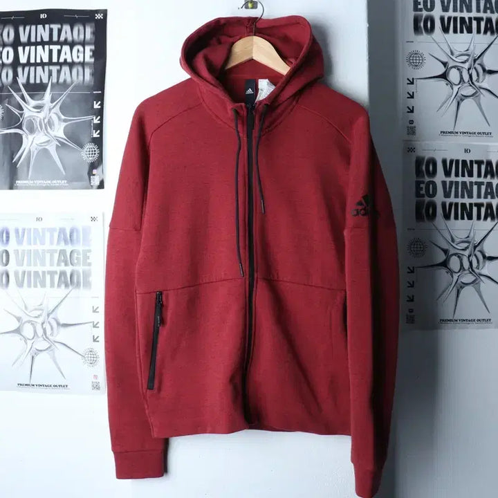 [BUNJANG] Adidas Functional Hoodie Burgundy Old School / (L) 아디다스 후드집업 기능성 버건디 올드스쿨-178A6