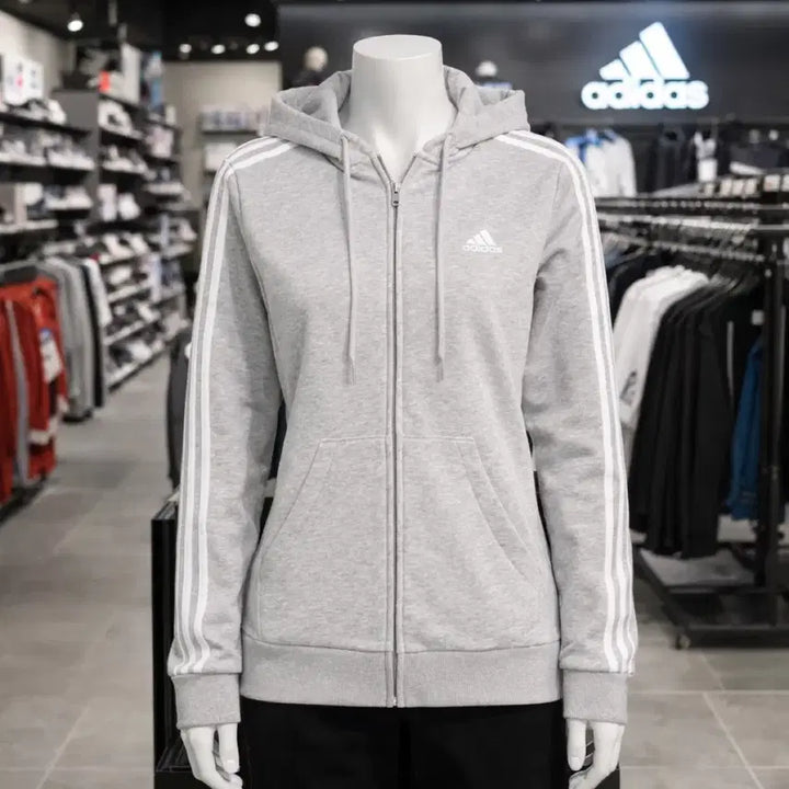 [BUNJANG] Adidas Three-Stripe Full Zip Hoodie Gray GL0802 / L 아디다스 삼선 풀집업 후드티 후디 그레이 GL0802
