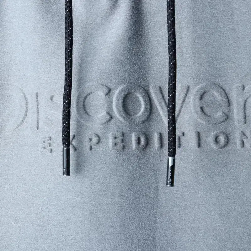[BUNJANG] W(L) Discovery Hooded Sweatshirt Gray Leather Detail / W(L) 디스커버리 후드티셔츠 가죽하자 그레이 기모 올드스쿨-17879