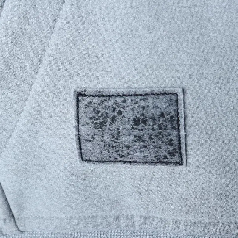 [BUNJANG] W(L) Discovery Hooded Sweatshirt Gray Leather Detail / W(L) 디스커버리 후드티셔츠 가죽하자 그레이 기모 올드스쿨-17879