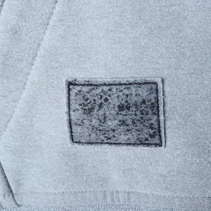 [BUNJANG] W(L) Discovery Hooded Sweatshirt Gray Leather Detail / W(L) 디스커버리 후드티셔츠 가죽하자 그레이 기모 올드스쿨-17879