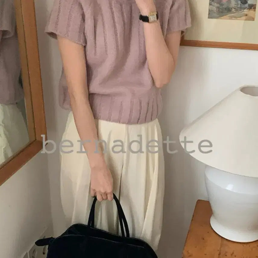 [BUNJANG] Comehere Cable Knit Polo Shirt / 컴히얼 목폴라 꽈배기 반팔니트
