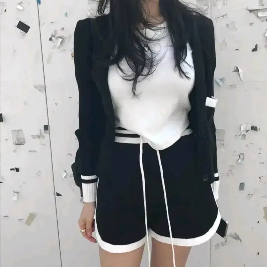 [BUNJANG] TheFine Knit Shorts Set / 더핀 니트반바지 세트