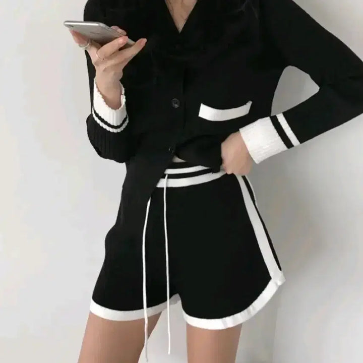 [BUNJANG] TheFine Knit Shorts Set / 더핀 니트반바지 세트