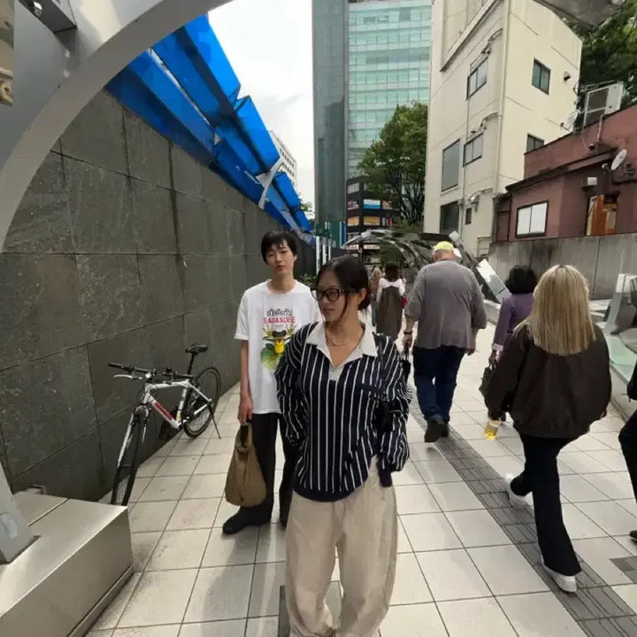 [BUNJANG] Tomboy Vertical Stripe Top Shirt Navy / 톰보이 세로 스트라이프 탑 셔츠 네이비 무신사 빈티지 블랙업 개강룩