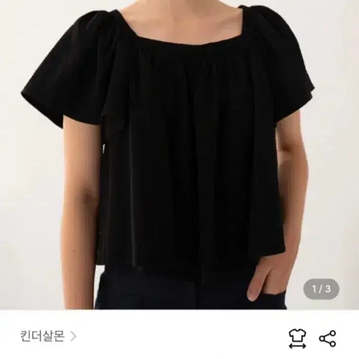 [BUNJANG] Kindersalmon Black Blouse / kindersalmon킨더살몬 블랙 블라우스 상의  프리사이즈