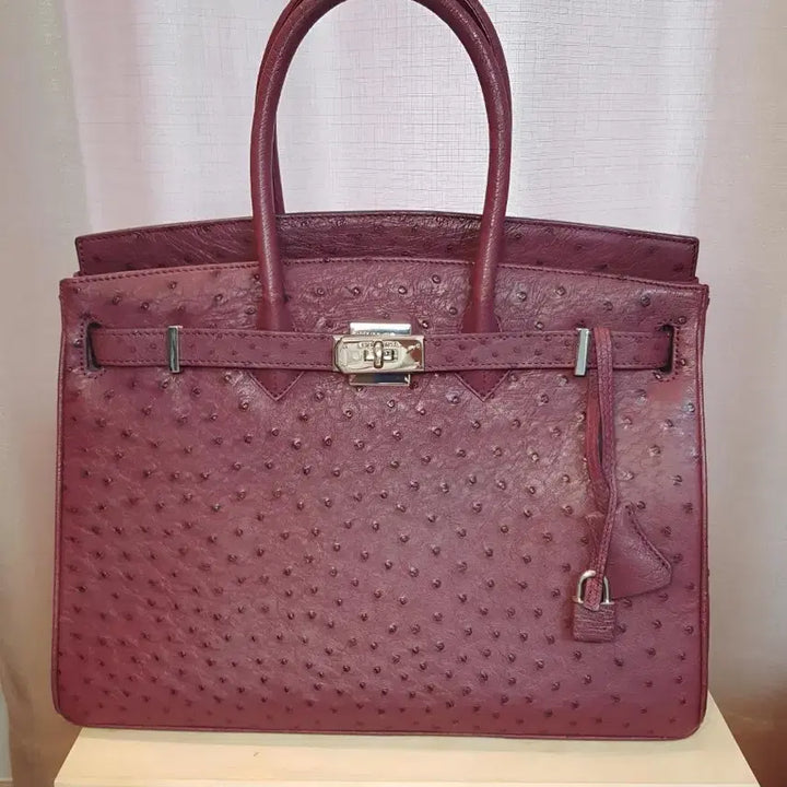 [BUNJANG] HOMIGA Ostrich Leather Tote Bag / 호미가 오스트리치 타조가죽 토트백 버건디컬러 고급 상태 최상