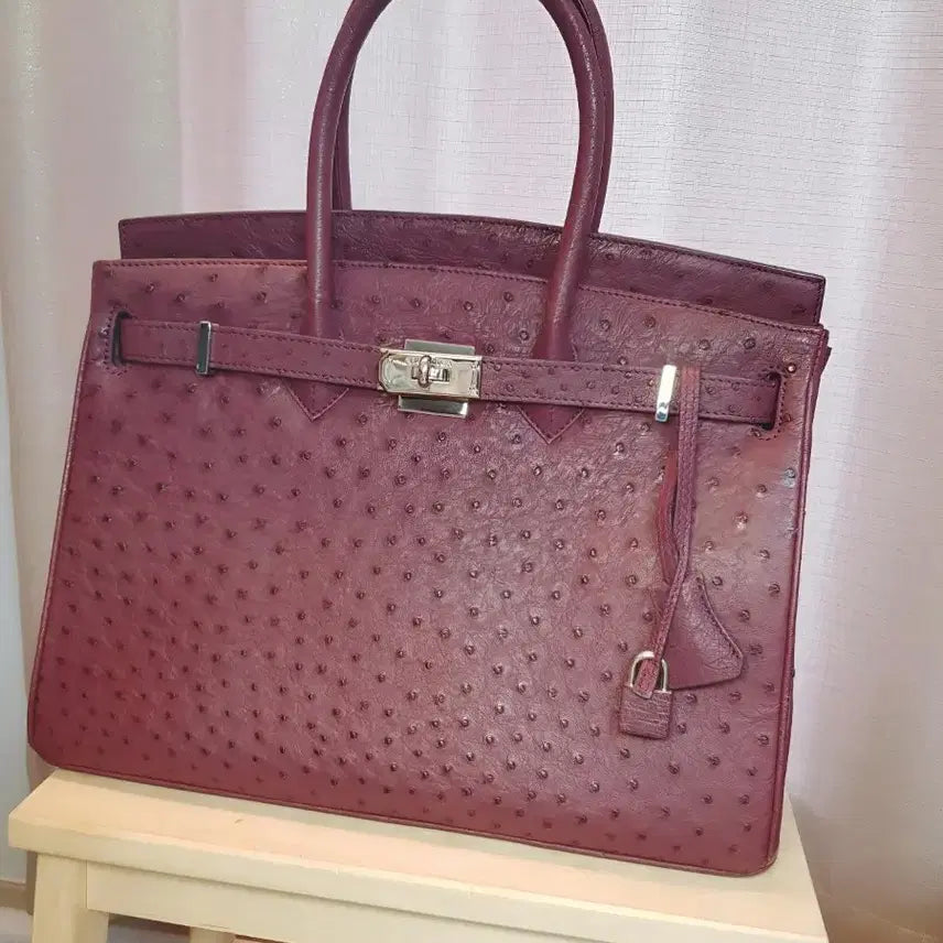 [BUNJANG] HOMIGA Ostrich Leather Tote Bag / 호미가 오스트리치 타조가죽 토트백 버건디컬러 고급 상태 최상