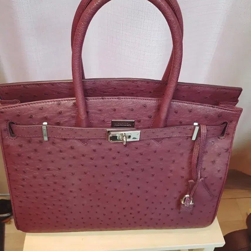 [BUNJANG] HOMIGA Ostrich Leather Tote Bag / 호미가 오스트리치 타조가죽 토트백 버건디컬러 고급 상태 최상