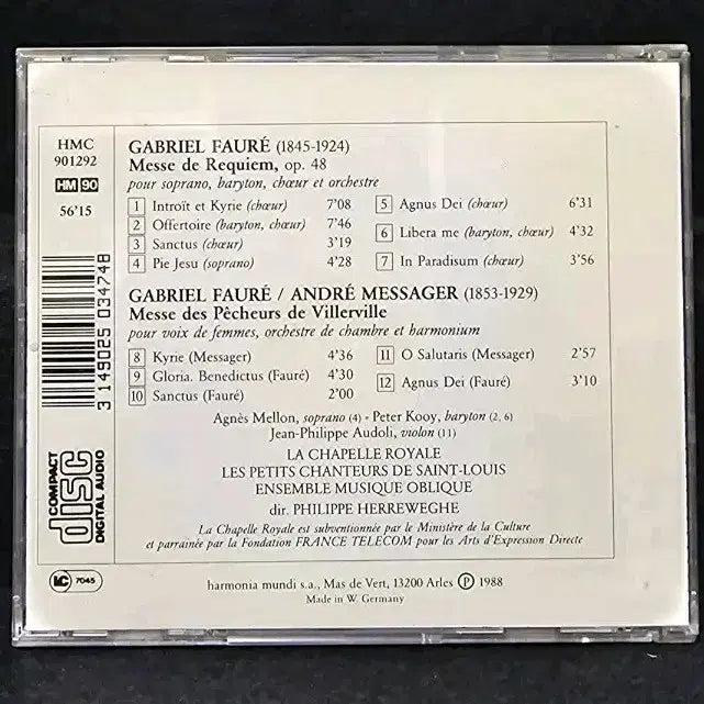 [BUNJANG] Philippe Herreweghe Faure Requiem CD / 포레 레퀴엠 Philippe Herreweghe 연주 CD