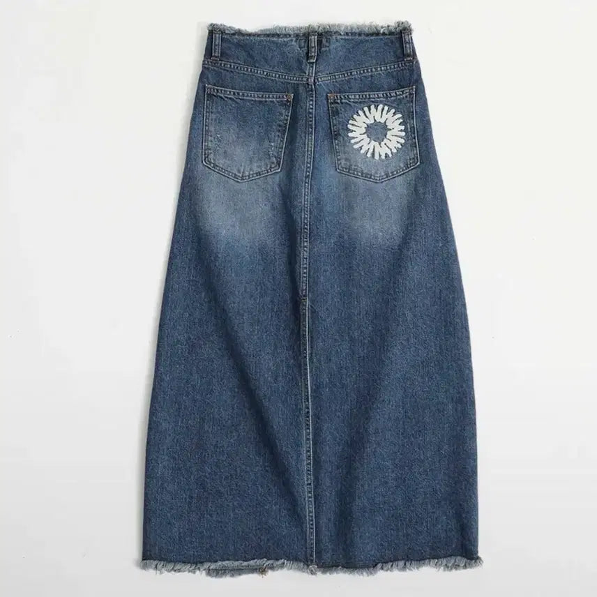 [BUNJANG] 999 Humanity Cutting Edge Full Length Denim Skirt / 999휴머니티 컷팅 엣지 풀 랭스 데님 스커트 (딥 블루)