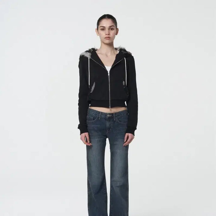 [BUNJANG] Settlemood Wolf Fur Hooded Zip-up - Black / 세틀포문 울프퍼 후드집업 블랙
