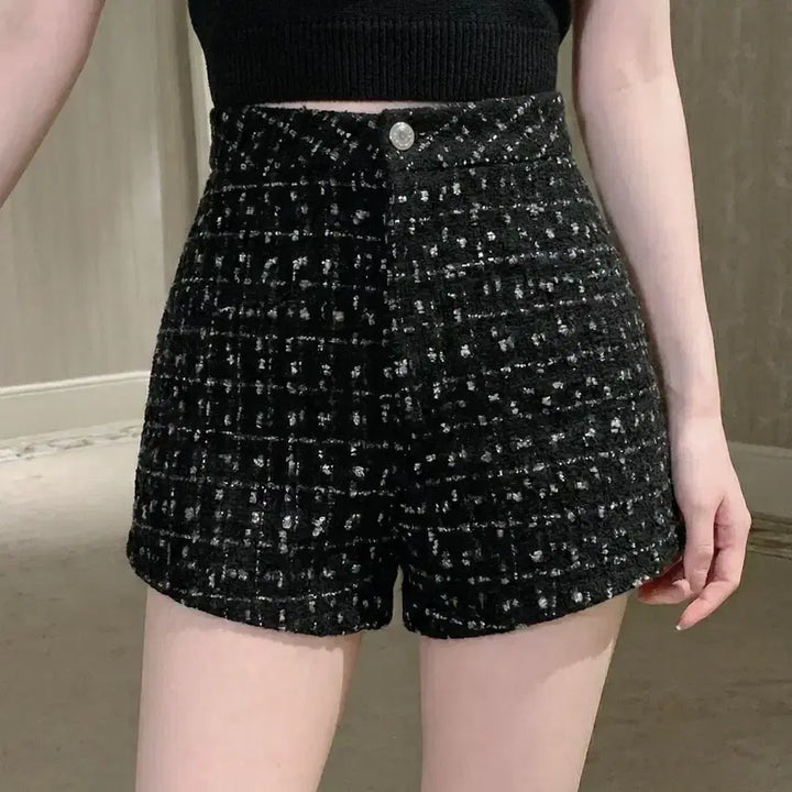 [BUNJANG] Tweed Black Pants for Women / 당일발송) 새상품 트위드 블랙 숏팬츠 슬림핏 하객룩