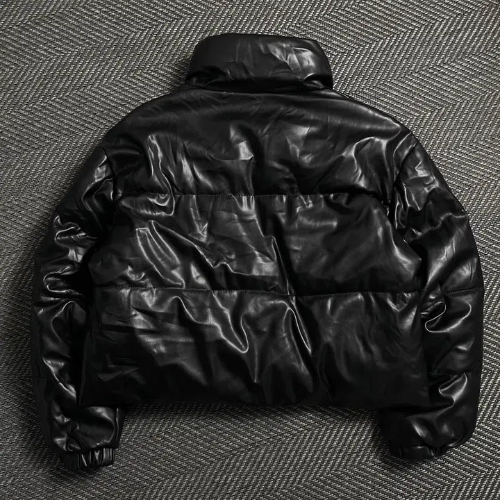 [SOLD OUT] 빈티지 우먼스 블랙 비건 레더 패딩 점퍼o 4752