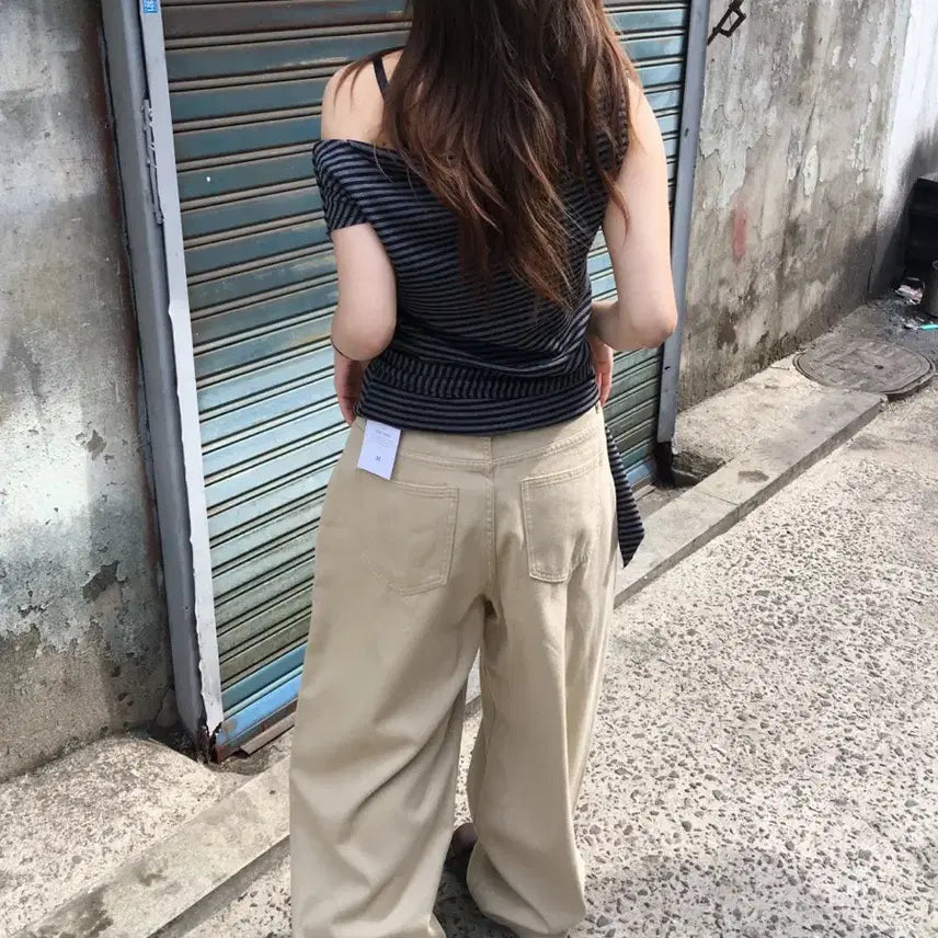 [BUNJANG] Striped Half-Open T-Shirt / 단가라 반오픈티