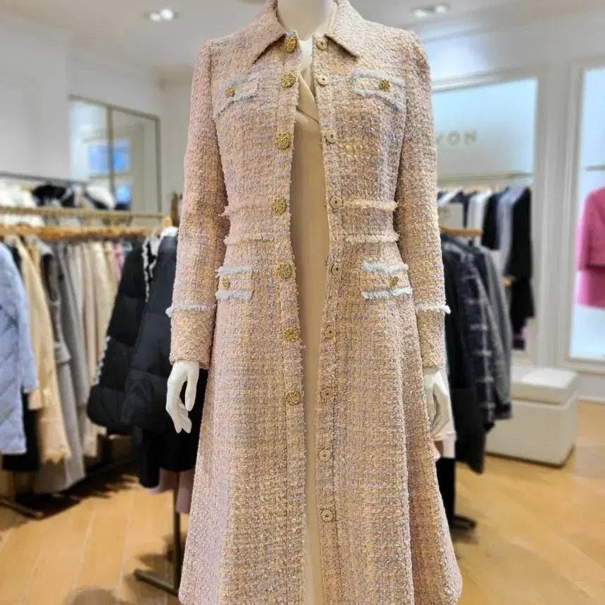 [BUNJANG] Renee Von Tweed Long Dress Coat / 레니본 트위드 롱 원피스 코트