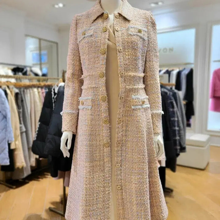 [BUNJANG] Renee Von Tweed Long Dress Coat / 레니본 트위드 롱 원피스 코트