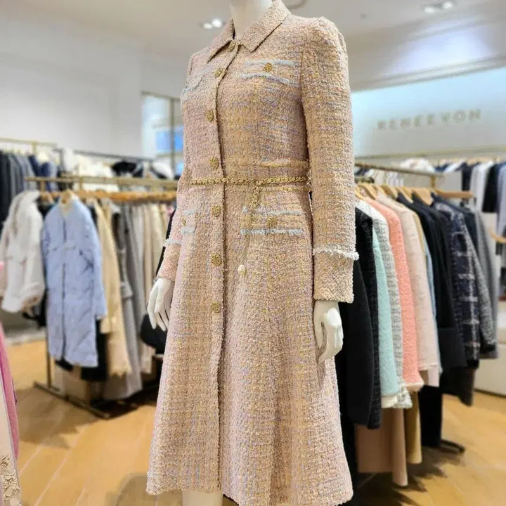 [BUNJANG] Renee Von Tweed Long Dress Coat / 레니본 트위드 롱 원피스 코트