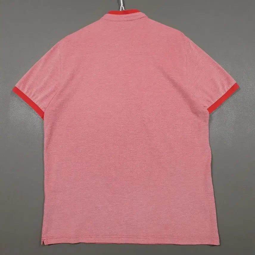 [BUNJANG] Lacoste Henley Neck Polo Shirt Red / 105) 라코스테 신형 배색 포인트 헨리넥 반팔 카라티 폴로 셔츠 레드