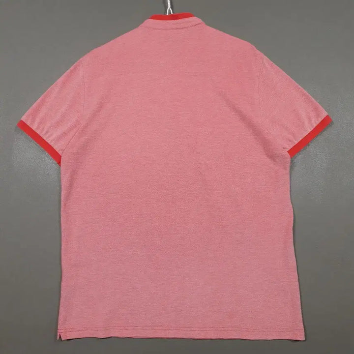 [BUNJANG] Lacoste Henley Neck Polo Shirt Red / 105) 라코스테 신형 배색 포인트 헨리넥 반팔 카라티 폴로 셔츠 레드