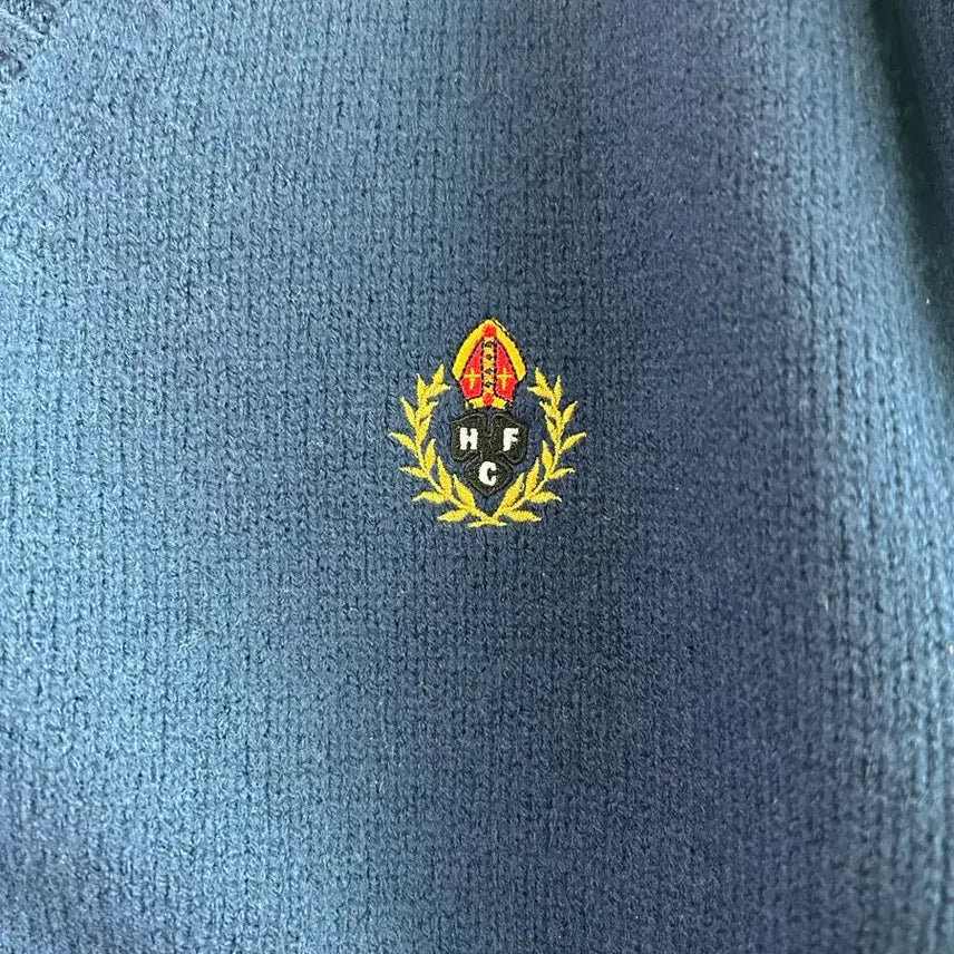 [BUNJANG] Heritagefloss Crest 7g Wool V-Neck Knit M / 헤리티지플로스 crest 7g 울 브이넥 니트 네이비  M size